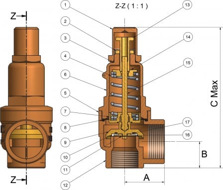 Fig 500L Pressure Relief Valve Dimensional Drawing
