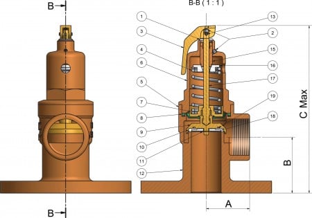 NABIC Fig 542F Safety Relief Valve Dimensional Drawing