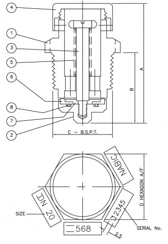 NABIC Fig 568SS Anti-Vacuum Valve Dimensional Drawing