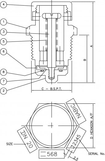 NABIC Fig 568 Anti-Vacuum Valve Dimensional Drawing
