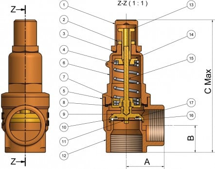 Fig 542L Pressure Relief Valve Dimensional Drawing